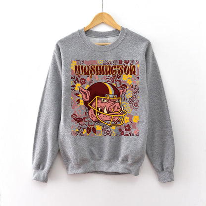 Washington Team Mascot Shirt, Floral Spirit Mascot Sweatshirt, Game Day Tee, Abstract Flower Football Sports Shirt, Cheerleader Gift Shirt