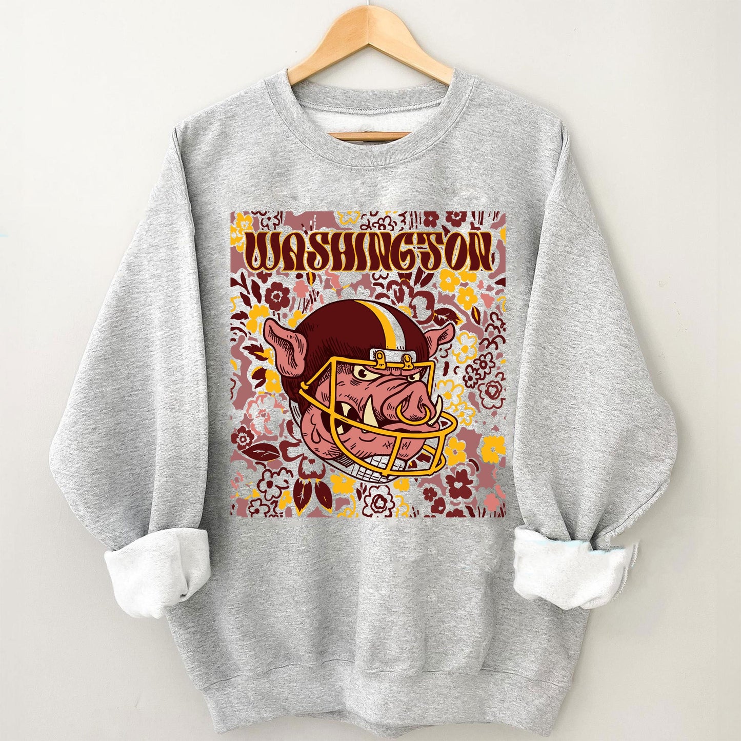 Washington Team Mascot Shirt, Floral Spirit Mascot Sweatshirt, Game Day Tee, Abstract Flower Football Sports Shirt, Cheerleader Gift Shirt