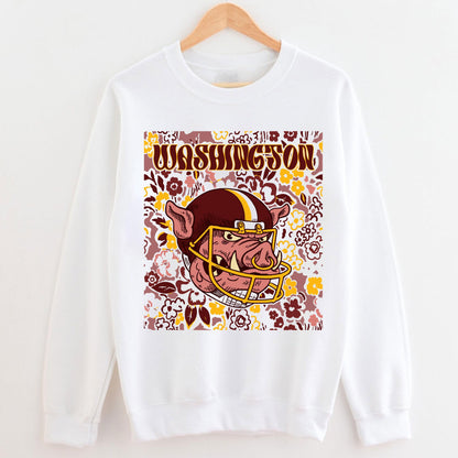 Washington Team Mascot Shirt, Floral Spirit Mascot Sweatshirt, Game Day Tee, Abstract Flower Football Sports Shirt, Cheerleader Gift Shirt