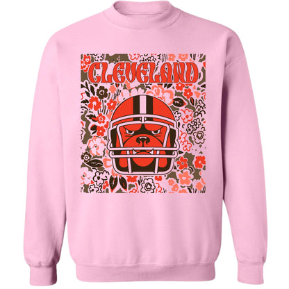 Cleveland Team Mascot Shirt, Floral Spirit Mascot Sweatshirt, Game Day Tee, Abstract Flower Football Sports Shirt, Cheerleader Gift Shirt