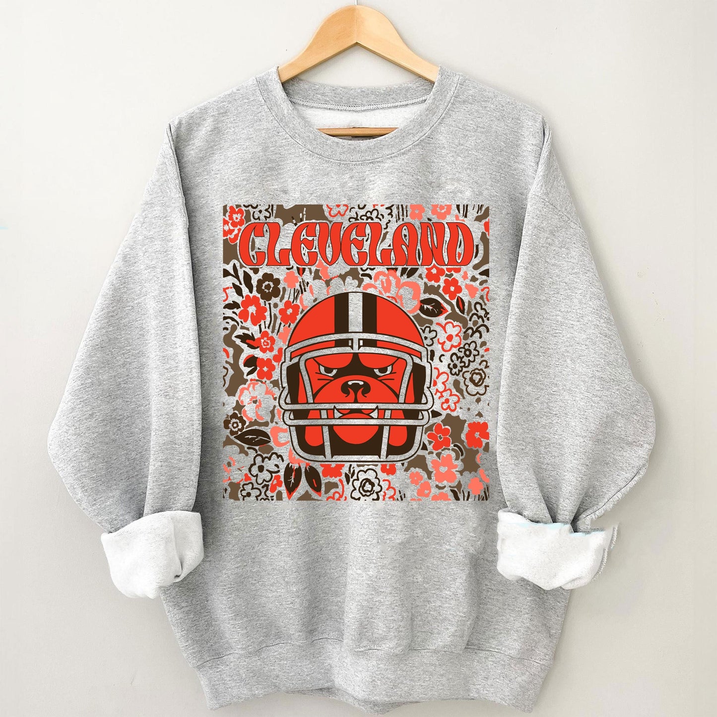 Cleveland Team Mascot Shirt, Floral Spirit Mascot Sweatshirt, Game Day Tee, Abstract Flower Football Sports Shirt, Cheerleader Gift Shirt