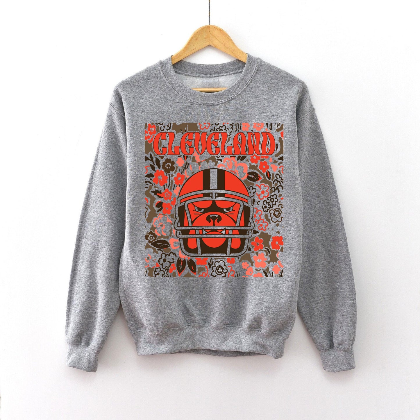 Cleveland Team Mascot Shirt, Floral Spirit Mascot Sweatshirt, Game Day Tee, Abstract Flower Football Sports Shirt, Cheerleader Gift Shirt