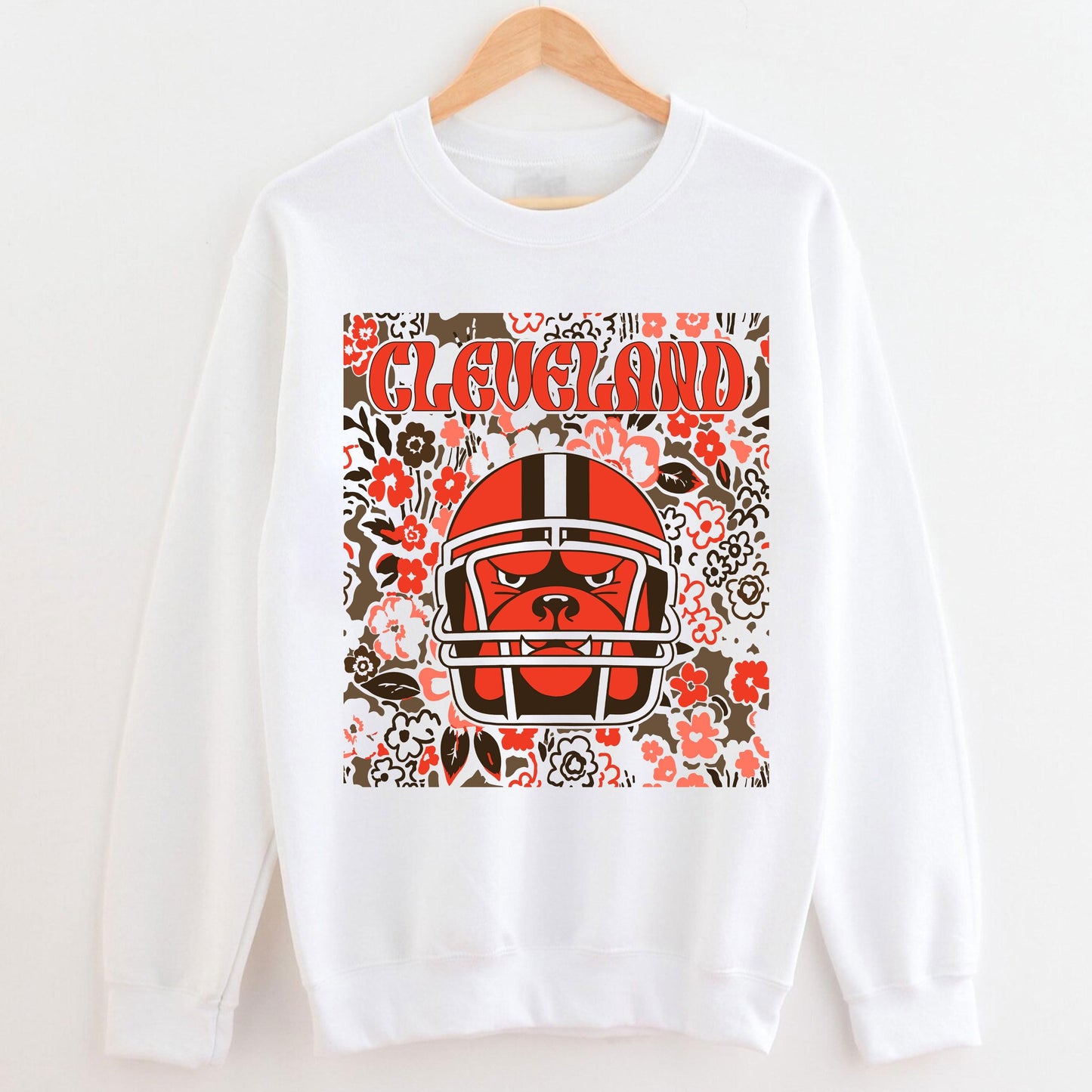 Cleveland Team Mascot Shirt, Floral Spirit Mascot Sweatshirt, Game Day Tee, Abstract Flower Football Sports Shirt, Cheerleader Gift Shirt