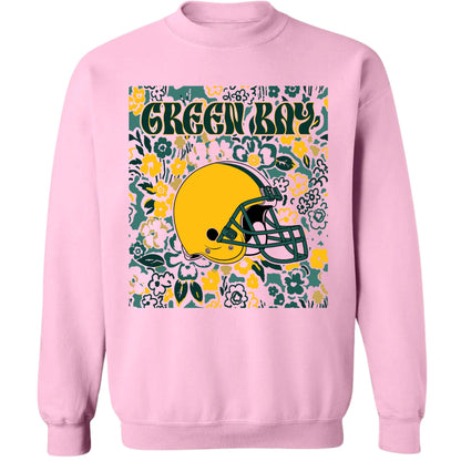 Green Bay Team Mascot Shirt, Floral Spirit Mascot Sweatshirt, Game Day Tee, Abstract Flower Football Sports Shirt, Cheerleader Gift Shirt