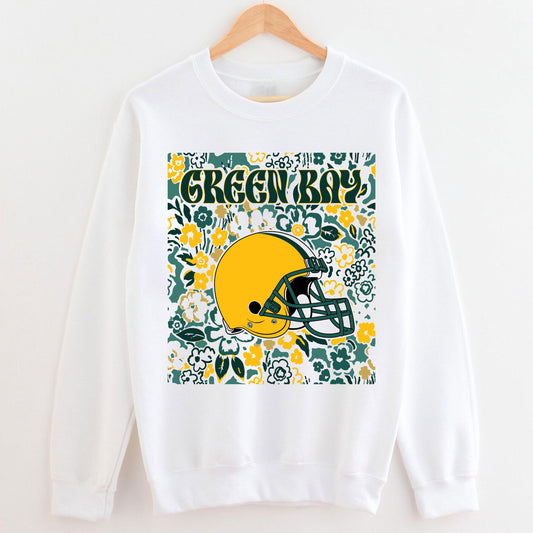 Green Bay Team Mascot Shirt, Floral Spirit Mascot Sweatshirt, Game Day Tee, Abstract Flower Football Sports Shirt, Cheerleader Gift Shirt