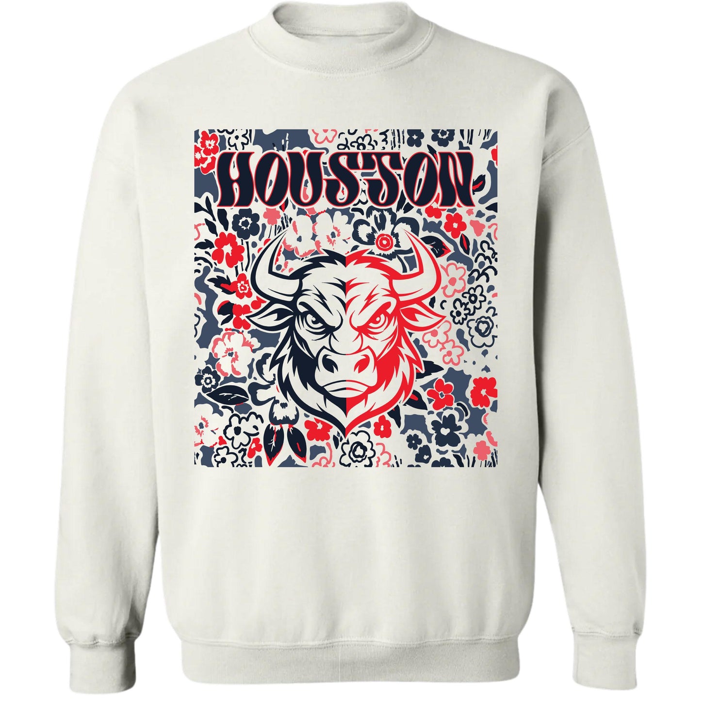 Houston Team Mascot Shirt, Floral Spirit Mascot Sweatshirt, Game Day Tee, Abstract Flower Football Sports Shirt, Cheerleader Gift Shirt