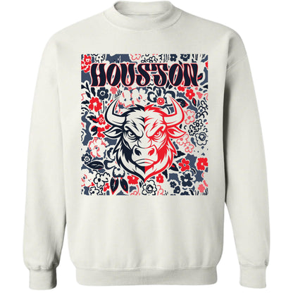 Houston Team Mascot Shirt, Floral Spirit Mascot Sweatshirt, Game Day Tee, Abstract Flower Football Sports Shirt, Cheerleader Gift Shirt