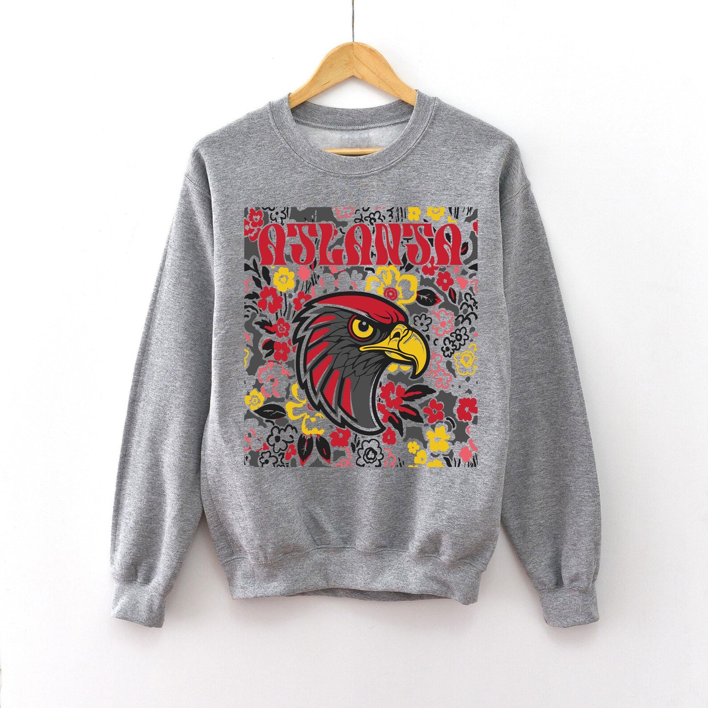 Atlanta Team Mascot Shirt, Floral Spirit Mascot Sweatshirt, Game Day Tee, Abstract Flower Football Sports Shirt, Cheerleader Gift Shirt