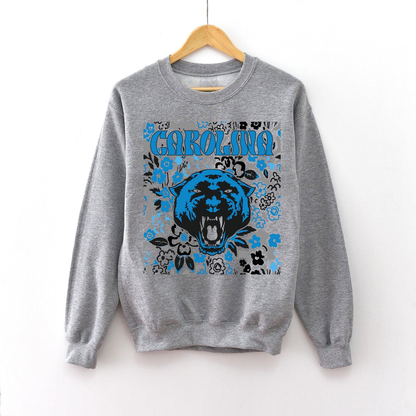 Carolina Team Mascot Shirt, Floral Spirit Mascot Sweatshirt, Game Day Tee, Abstract Flower Football Sports Shirt, Cheerleader Gift Shirt