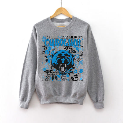 Carolina Team Mascot Shirt, Floral Spirit Mascot Sweatshirt, Game Day Tee, Abstract Flower Football Sports Shirt, Cheerleader Gift Shirt