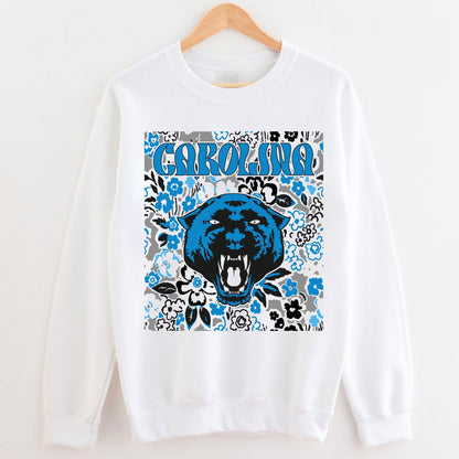 Carolina Team Mascot Shirt, Floral Spirit Mascot Sweatshirt, Game Day Tee, Abstract Flower Football Sports Shirt, Cheerleader Gift Shirt