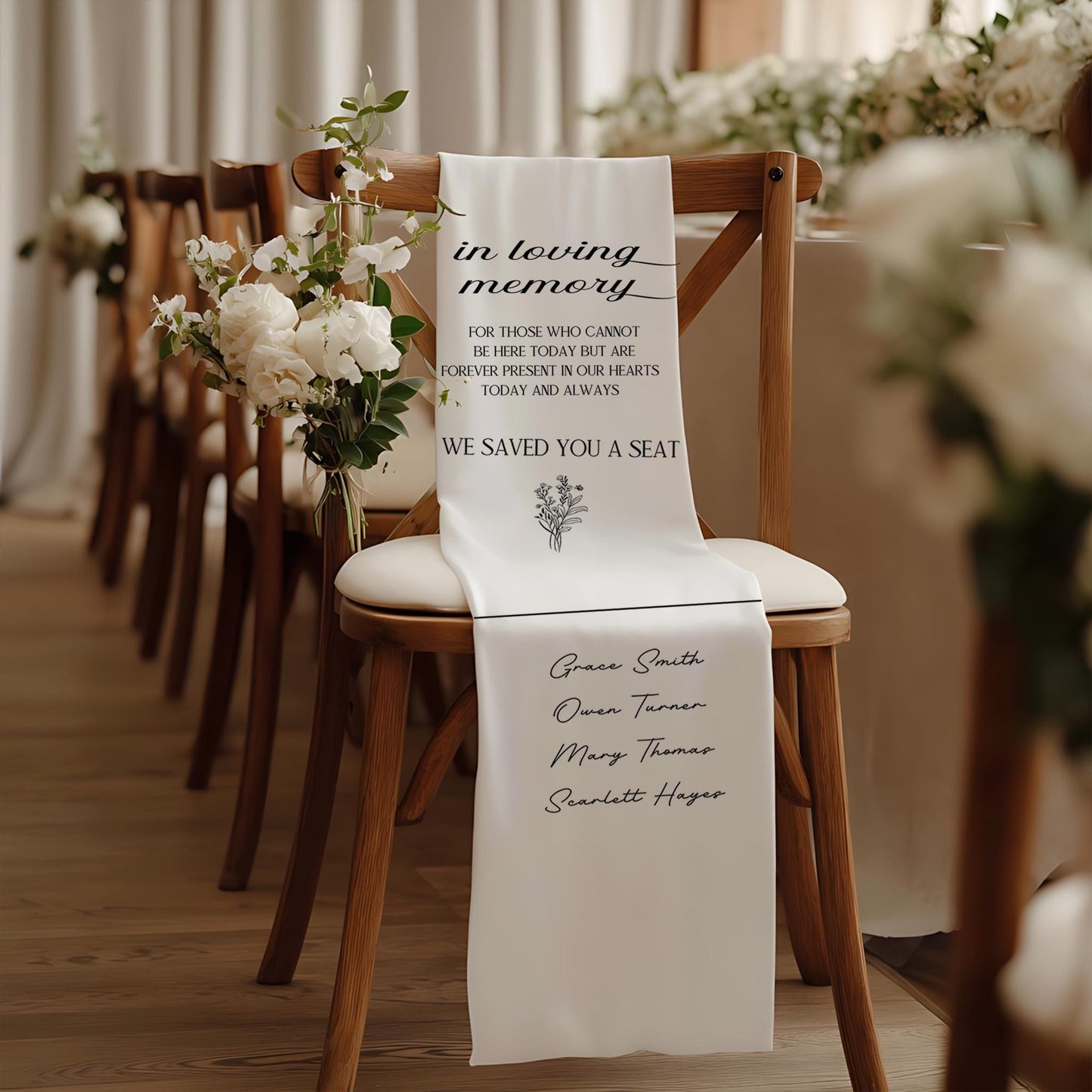 In Memory Wedding Décor - Personalized Wedding Memorial Chair Banner - Custom Fabric Sign - Wedding Chair Banner In Memory Of Loved Ones