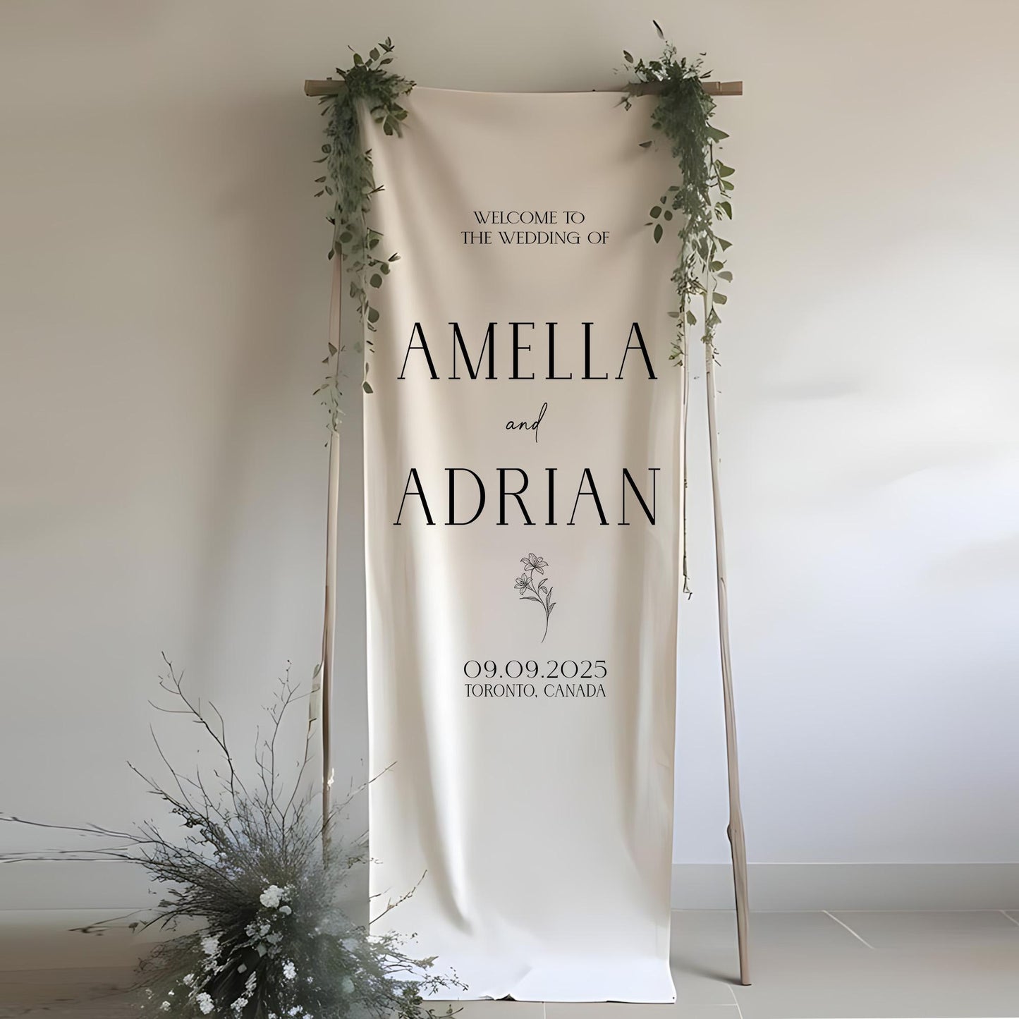 Personalized Wedding Sign | Fabric Wedding Sign | Wedding Banner | Wedding Decor | Party Sign | Wedding Favors | Welcome To Wedding Sign