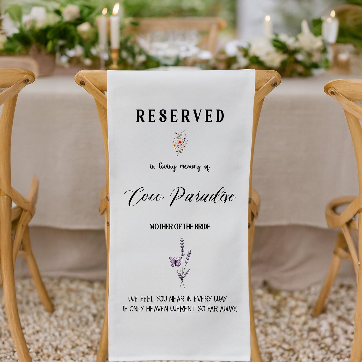 Reserved Chair Sign for Wedding, Personalized Wedding Memorial Fabric Banner In Loving Memory Wedding Wedding Gift, Memorial Wedding Sign