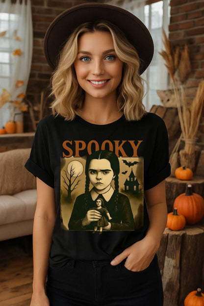Spooky Wednesday Adams inspired Vintage Halloween Graphic T-Shirt, Spooky Shirt, Unisex Tee, Gothy Fashion