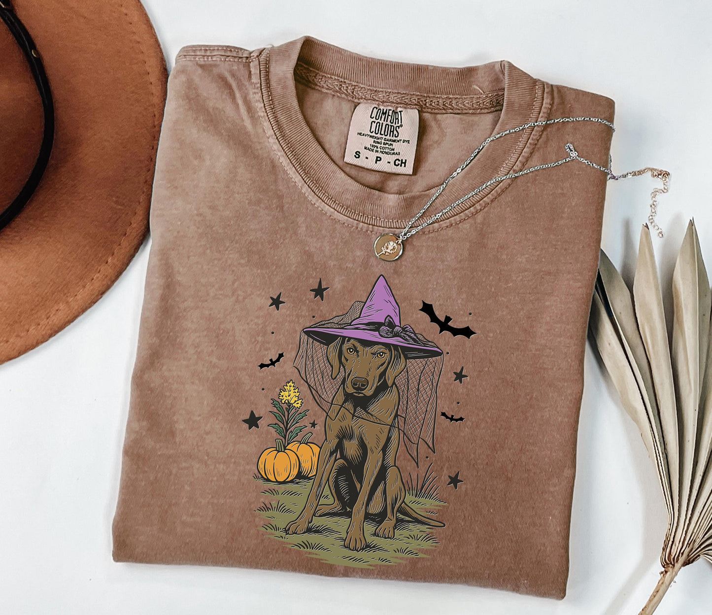 Comfort Colors® Halloween Witch Dog Shirt, Fall Pumpkin Labrador Shirt, Spooky Dog Halloween Shirt, Fall Dog Shirt, Halloween Dog Shirt
