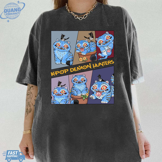 Kpop Demon Hunters Tiger Shirt, Derpy the Tiger And Bird Demon Hunter Tiger Shirt, Hunters Tiger Fan, Animal Shirt, Kpop Movie Fan Gift