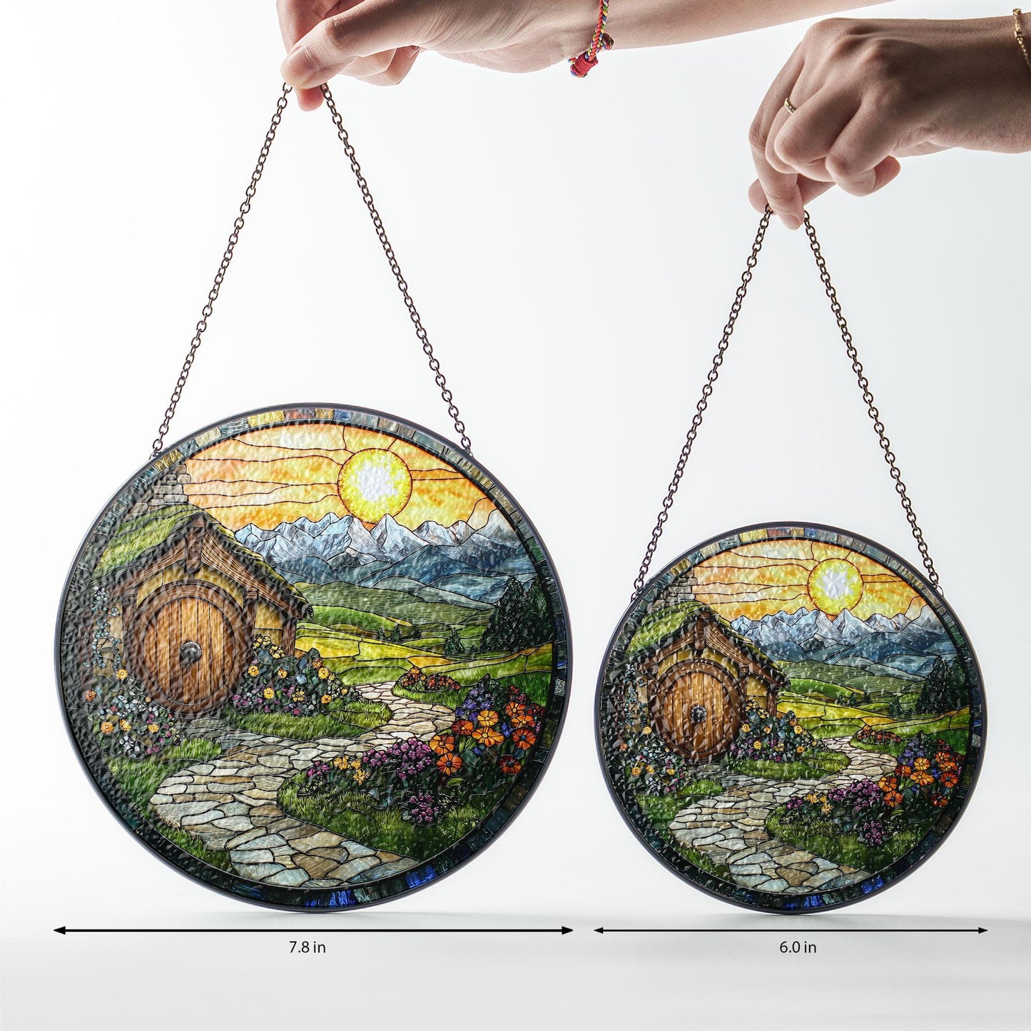 Hobbit House SUNCATCHER Stained Glass, Fantasy Window Decor, The Shire Inspired Art, Velaris Stained Glass, Magical Decor, LOTR Fans Gift