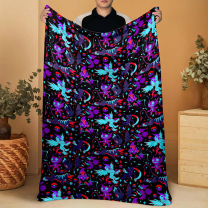 Absol Sableye Fleece Blanket, Dark Fantasy Fleece Throw, Soft Cozy Cotton Blanket, Home Decor Blanket, Absol Blanket Gifts