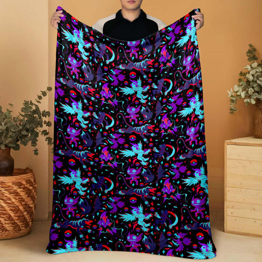 Absol Sableye Fleece Blanket, Dark Fantasy Fleece Throw, Soft Cozy Cotton Blanket, Home Decor Blanket, Absol Blanket Gifts