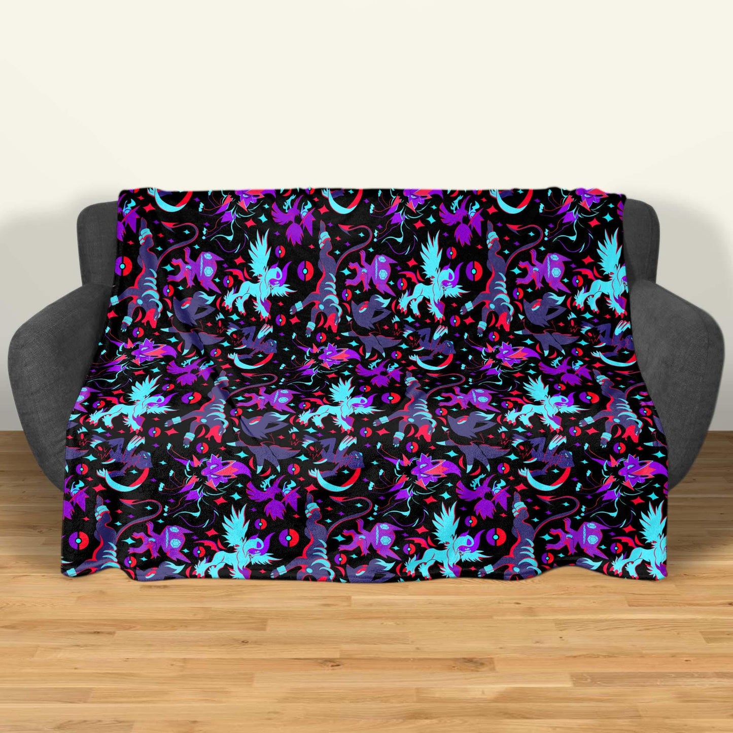 Absol Sableye Fleece Blanket, Dark Fantasy Fleece Throw, Soft Cozy Cotton Blanket, Home Decor Blanket, Absol Blanket Gifts