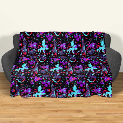 Absol Sableye Fleece Blanket, Dark Fantasy Fleece Throw, Soft Cozy Cotton Blanket, Home Decor Blanket, Absol Blanket Gifts