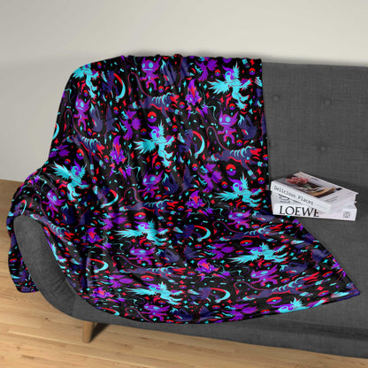 Absol Sableye Fleece Blanket, Dark Fantasy Fleece Throw, Soft Cozy Cotton Blanket, Home Decor Blanket, Absol Blanket Gifts