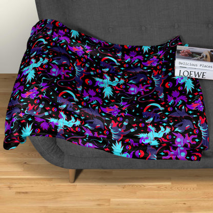 Absol Sableye Fleece Blanket, Dark Fantasy Fleece Throw, Soft Cozy Cotton Blanket, Home Decor Blanket, Absol Blanket Gifts