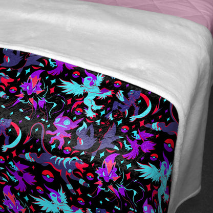 Absol Sableye Fleece Blanket, Dark Fantasy Fleece Throw, Soft Cozy Cotton Blanket, Home Decor Blanket, Absol Blanket Gifts