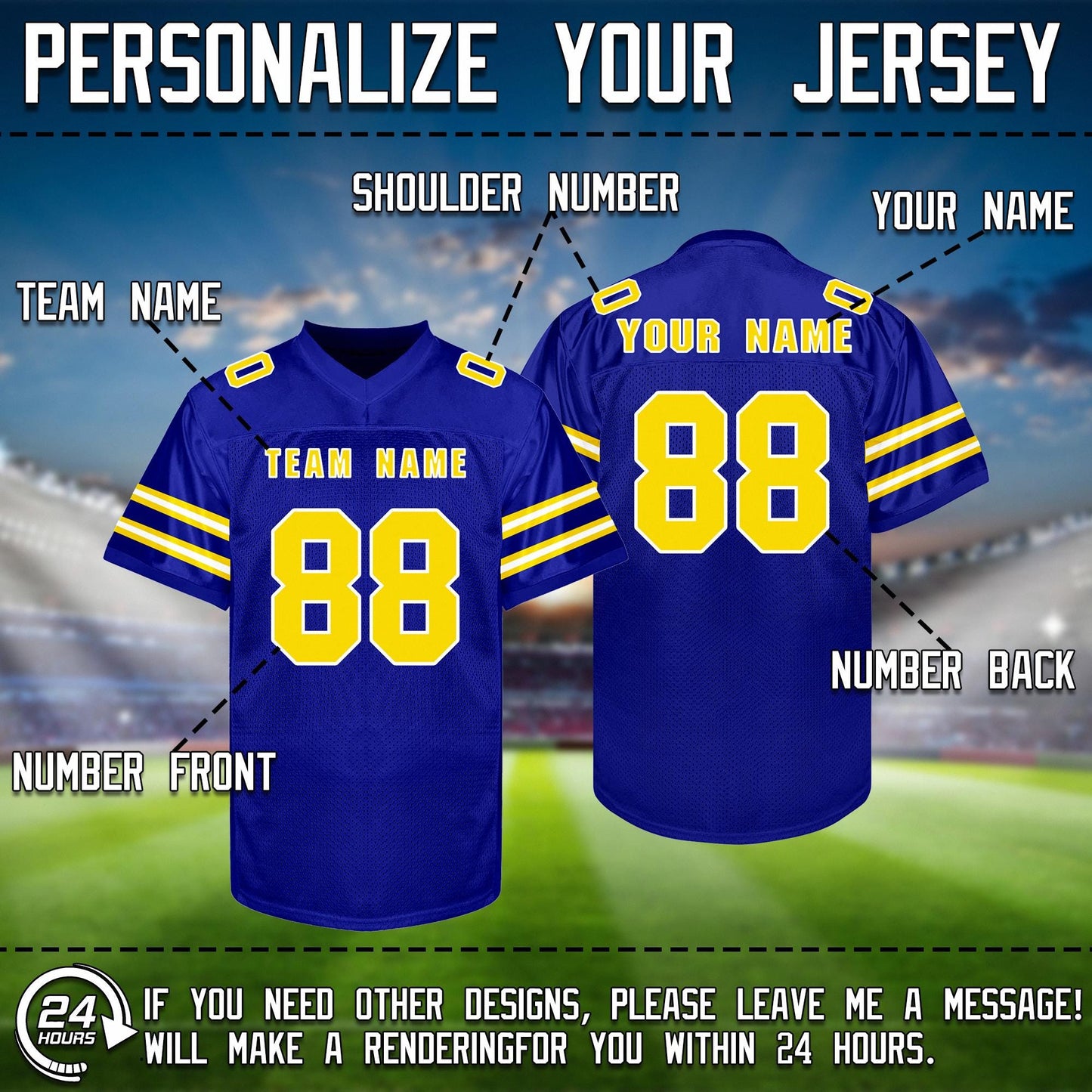 Custom Football Jersey: Personalized Team Name Number Logo Jerseys for Men Youth Women Kids