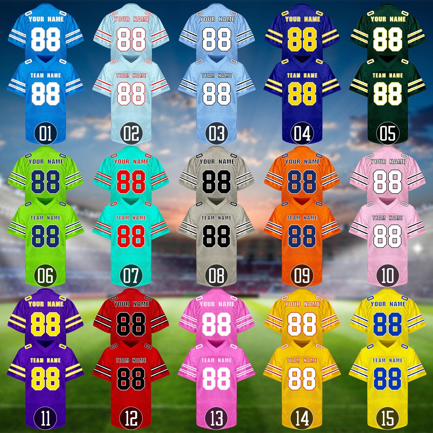 Custom Football Jersey: Personalized Team Name Number Logo Jerseys for Men Youth Women Kids