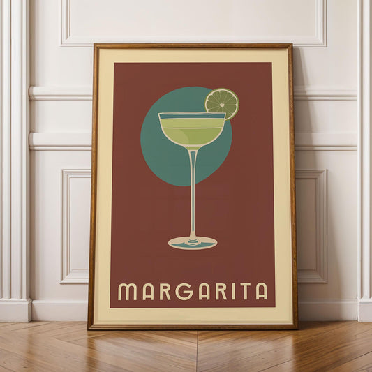 Margarita Cocktail Print, Margarita Cocktail Poster, Bar Wall Art, Classic Bar Cart Art Prints, Retro Cocktail Print, Bar Cart Accessories