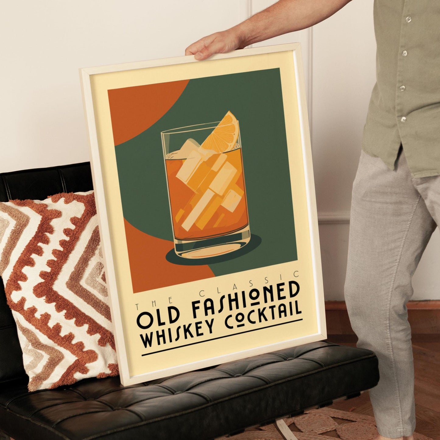 Old Fashioned Cocktail Print, Old Fashioned Cocktail Poster, Bar Wall Art, Bar Cart Art Prints, Retro Print, Bar Accessories, Whiskey Gift