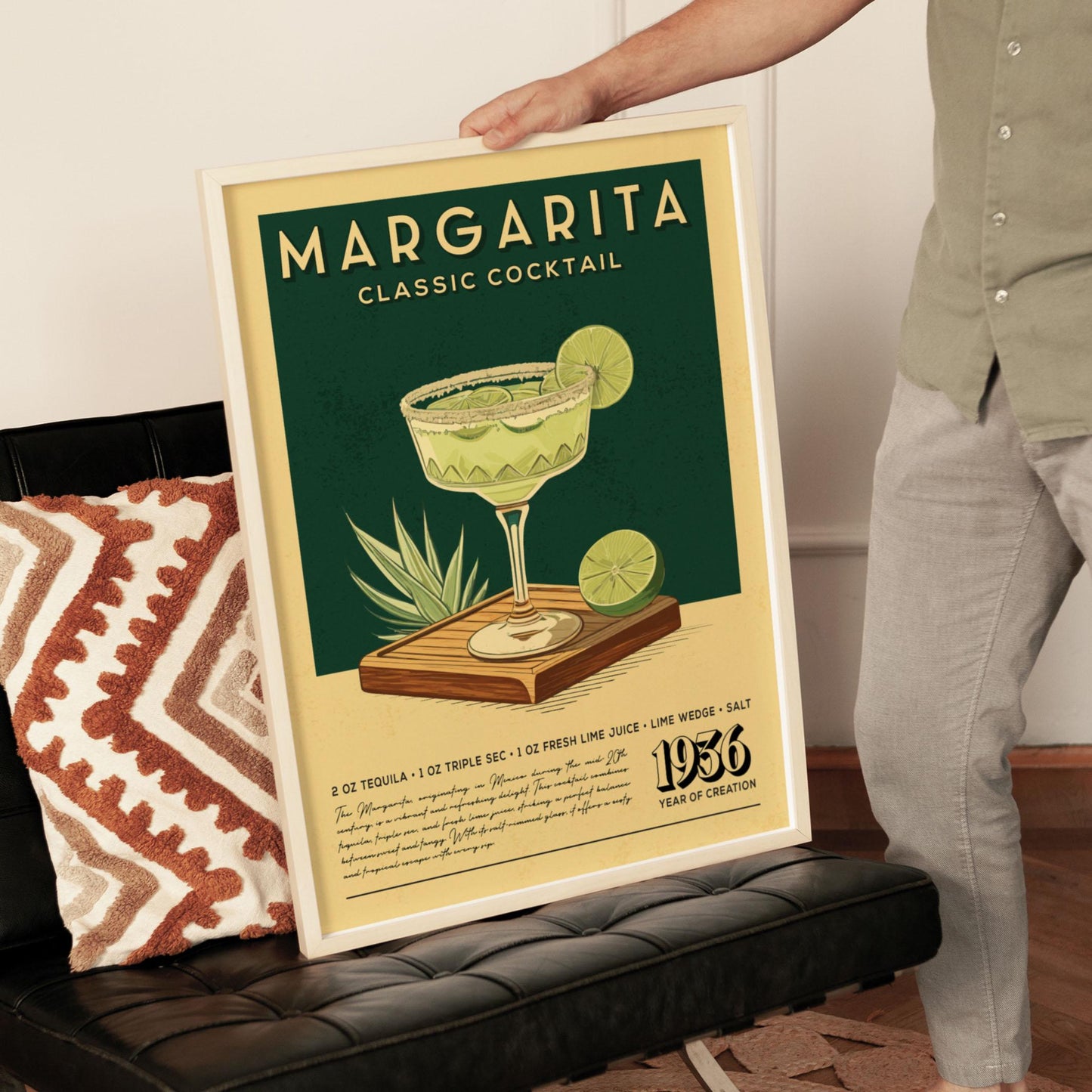Margarita Cocktail Print, Margarita Cocktail Poster, Bar Wall Art, Classic Bar Cart Art Prints, Retro Cocktail Print, Bar Accessories
