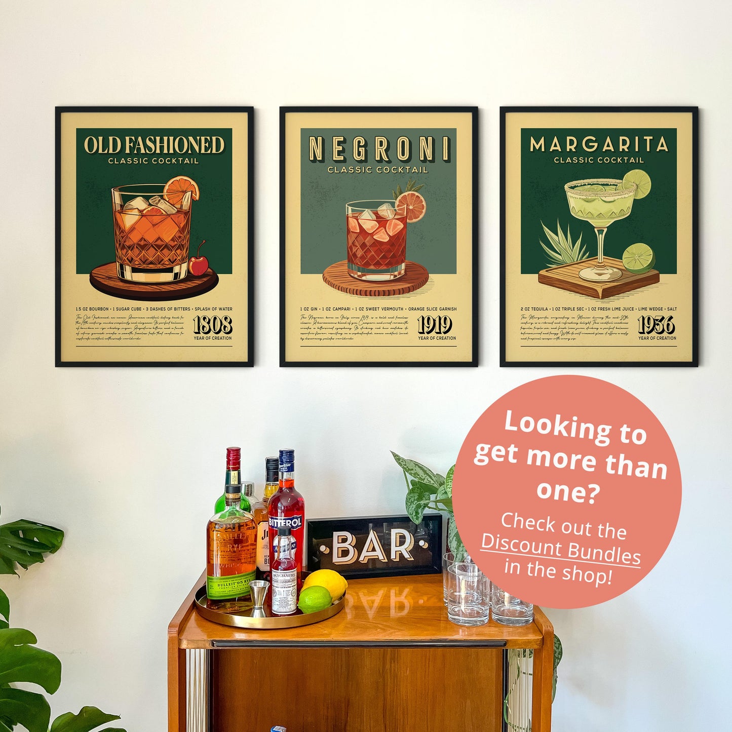 Mojito Cocktail Print, Mojito Cocktail Poster, Bar Wall Art, Classic Bar Cart Art Prints, Retro Cocktail Print, Bar Cart Accessories