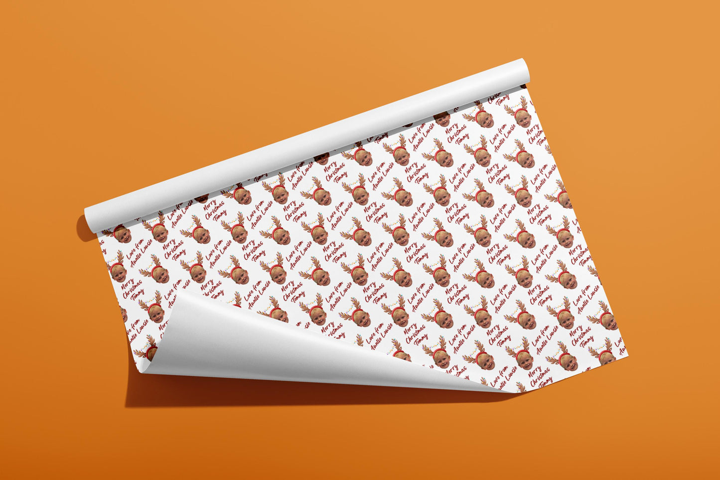 Reindeer Christmas Wrapping Paper, Custom, Gift Wrap, Personalised Paper, Your Details, Holiday, Packing Paper, Christmas, Santa Hat, Recyle