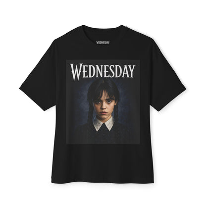 Wednesday Jenna Oversized Tee, Unisex Shirt, Boxy Graphic Tee, Trendy Casual Wear, Halloween Outfit, Gift for Fans