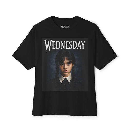 Wednesday Jenna Oversized Tee, Unisex Shirt, Boxy Graphic Tee, Trendy Casual Wear, Halloween Outfit, Gift for Fans