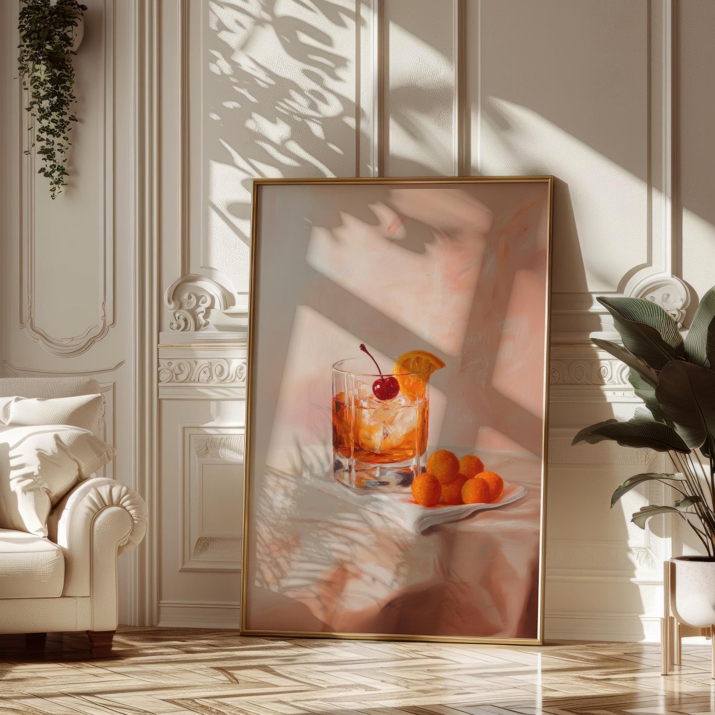 Old Fashioned Cocktail with Cheese Balls Fine Art Print | Cute Quirky Whimsical | Cocktail Art | Bar Cart Decor | Trendy Home Wall Art Gift