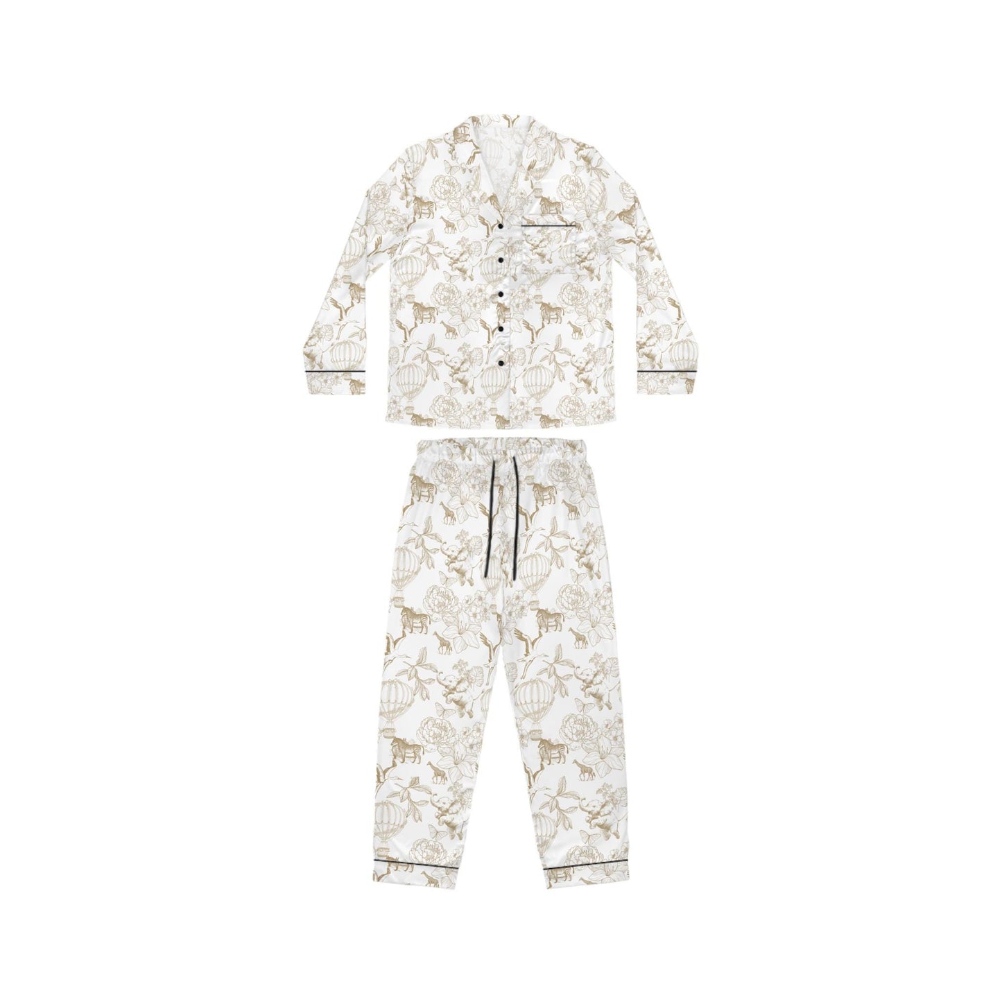 Pearls and Prosecco Bridal Pajamas – Toile de Jouy Satin Pajama Set – Bride Getting Ready Outfit – Bridesmaid Gift Box – Wedding PJs