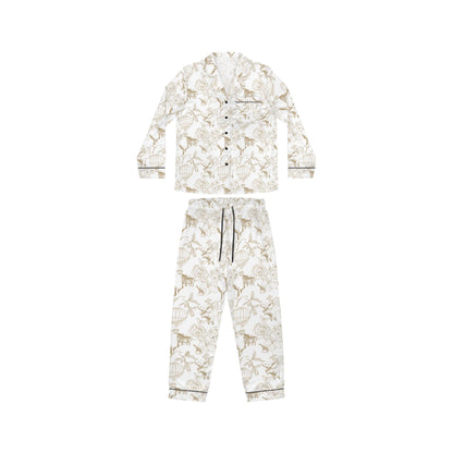 Pearls and Prosecco Bridal Pajamas – Toile de Jouy Satin Pajama Set – Bride Getting Ready Outfit – Bridesmaid Gift Box – Wedding PJs