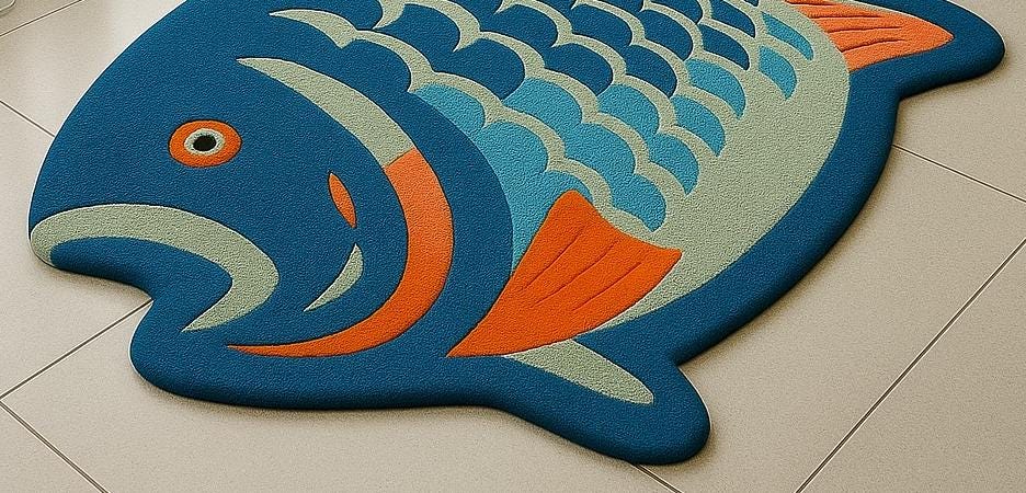 Hand-Tufted Wool Fish Rug: Coastal Ocean Theme, Playroom Decor