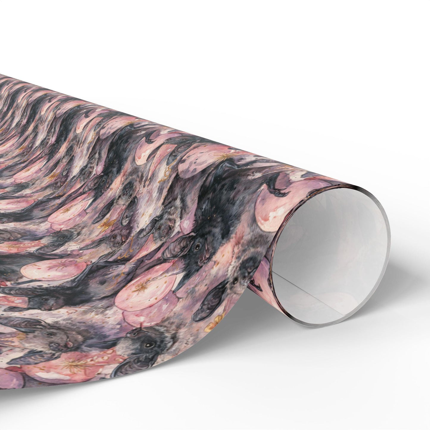 Bat Birthday & Baby Shower Wrapping Paper Creepy Cute Gift Wrap for Goth Moms, Witchy Babies, Alternative pastel goth Halloween Present wrap