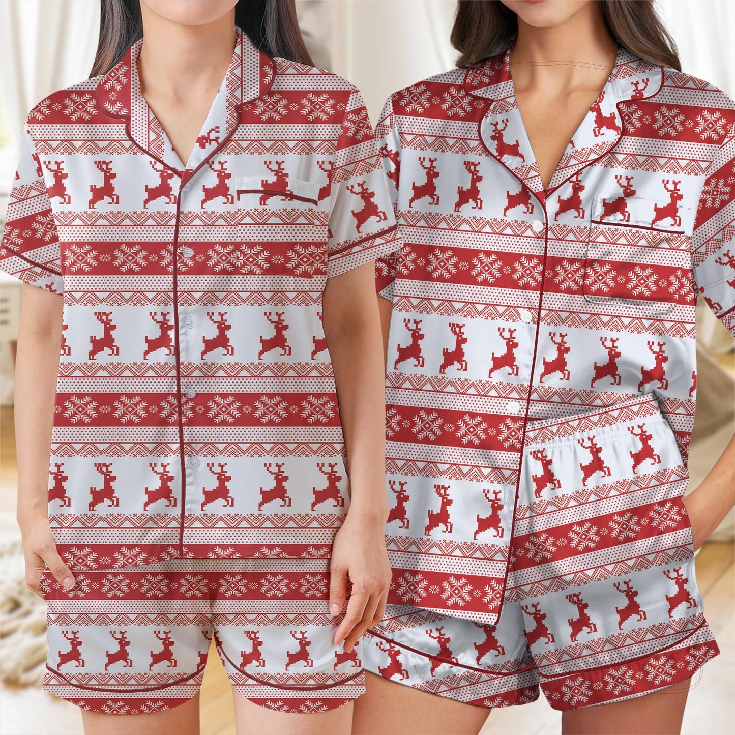 Christmas Reindeer Sleepwear, Christmas Pajama Set, Reindeer Christmas Loungewear Set, Merry Christmas Pajamas, Rudolph Reindeer Pjs