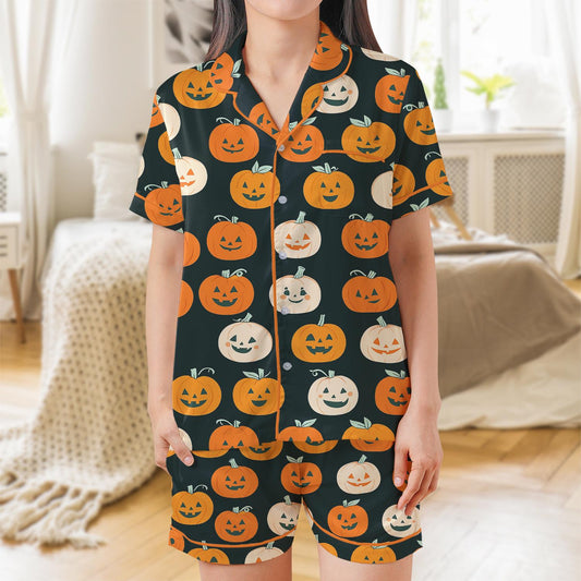 Pumpkin Season Sleepwear, Autumn Fall Pajama Set, Thanksgiving Loungewear Set, Fall Pumpkin Pajamas, Halloween Pumpkin Pjs, Ghost Pumpkin