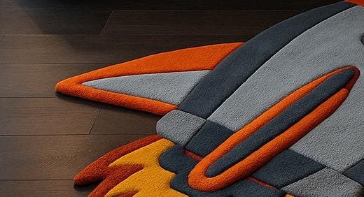 Hand-Tufted Wool Rocket Ship Rug: Space Nursery Decor