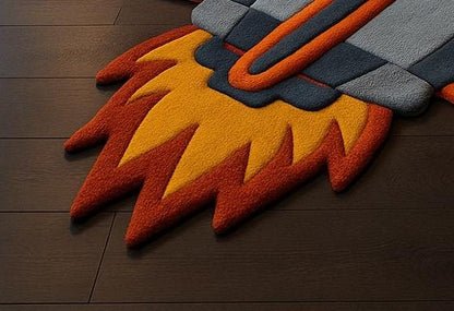 Hand-Tufted Wool Rocket Ship Rug: Space Nursery Decor