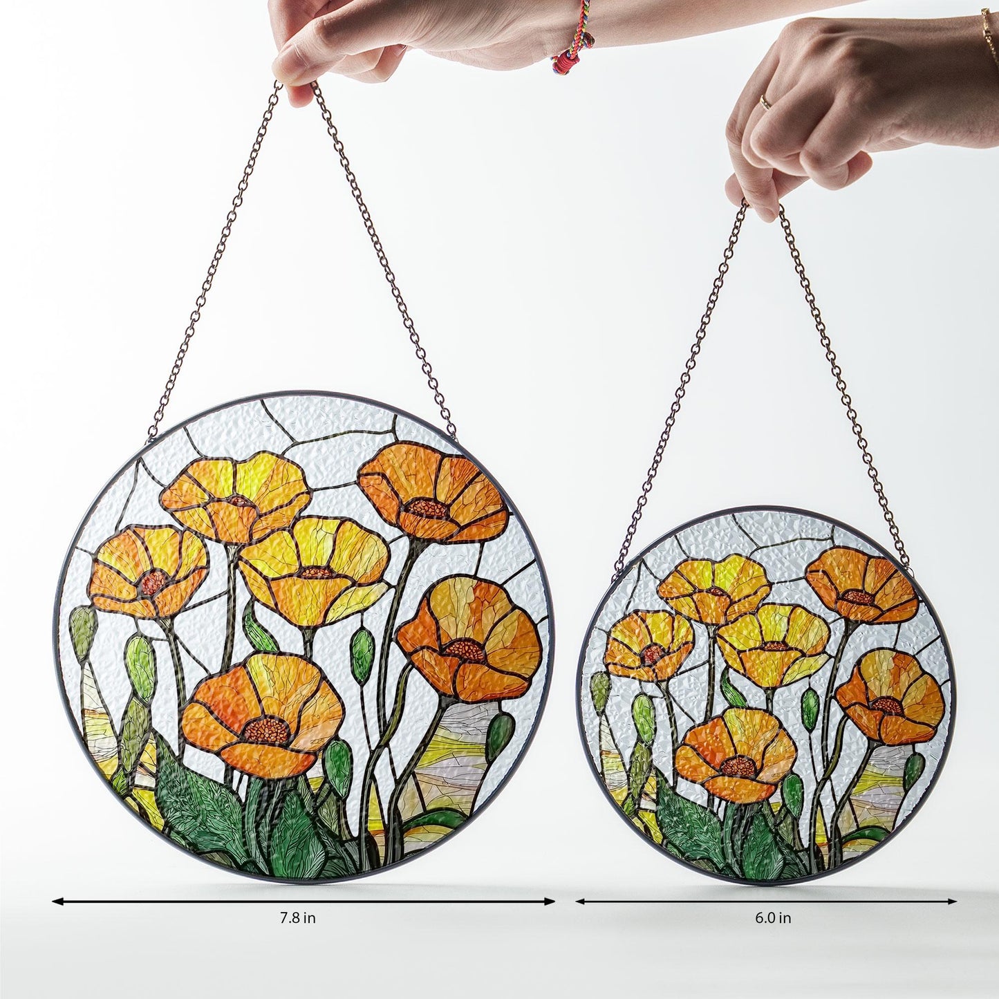 California Poppy Stained Glass SunCatcher California Poppy Window Hanging Home Poppy Flower Decoration Gift Flower Lover Decor