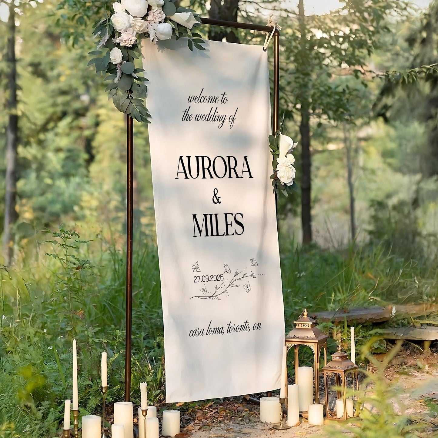 Wedding Welcome Sign – Personalized Wedding Sign with Names, Date & Venue, Custom Outdoor Wedding Decoration, Ceremony Entrance Sign