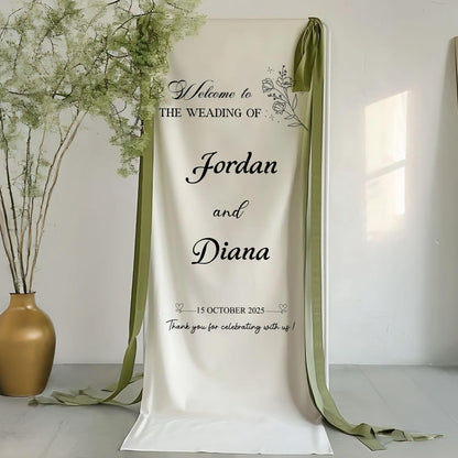Welcome to the Wedding Sign, Personalized Wedding Banner with Names and Date, Elegant Ceremony Backdrop, Custom Reception Welcome Decoration
